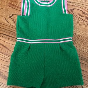 Janie and Jack green romper 7 EUC